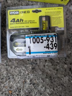 Ryobi ONE+ 18V 4Ah Lithium Battery $$100.00 make offer can't refuse
