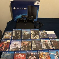 PS4 Pro Bundle w/ 17 Games + 2 Controllers – Clean, Tested, Ready to Play