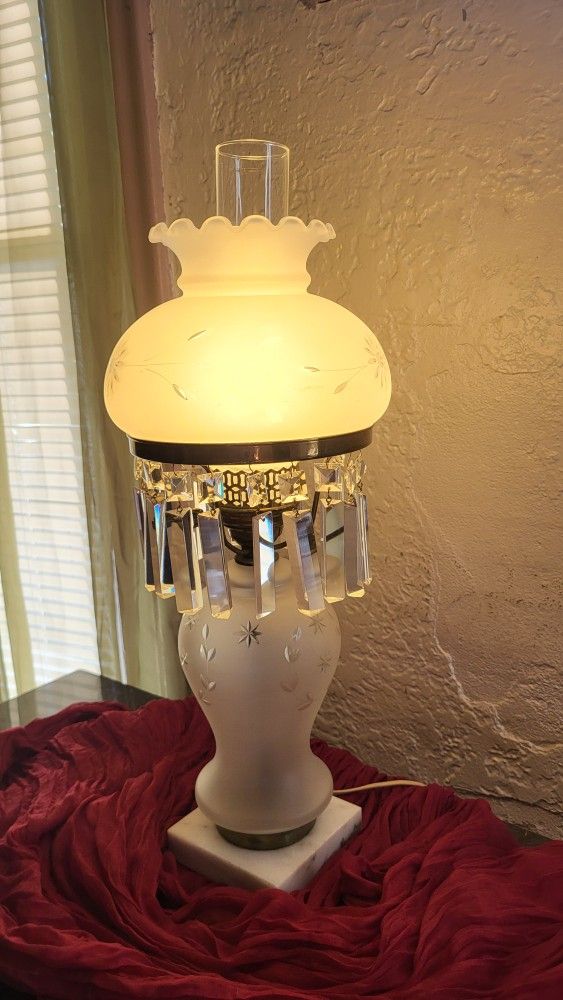 Vintage White Lamp Cut Glass Shade