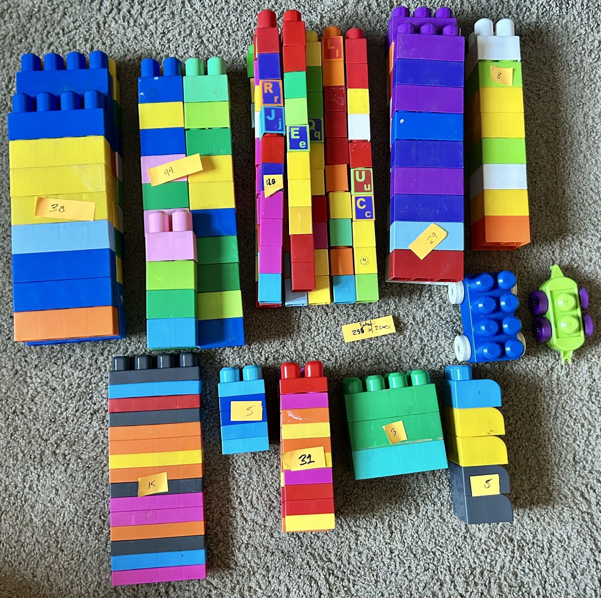 296 Pieces MEGA BLOKS Lot Large Plastic Building Blocks first toddler baby build