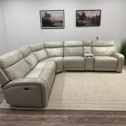Costco top grain leather reclining sectional Couch Delivery Available 