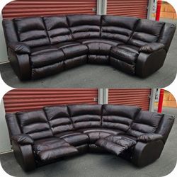 Ashely Furniture Dark Brown Faux Leather Reclining Sectional / Delivery Available