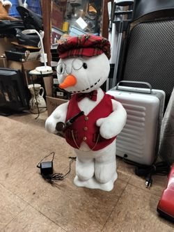 Snowman.. vintage Animated Holiday Figure In Original Box..1998.21" Tall...