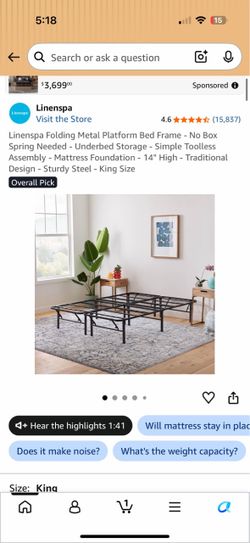King metal bed frame