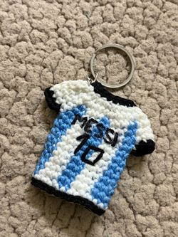 Crochet football tshirt keychain charm