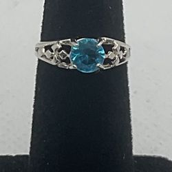 Sterling Silver & Blue Topaz Topaz Size 1 Ring