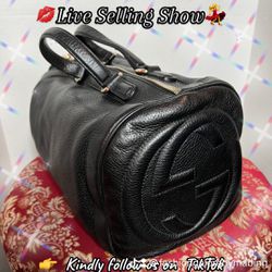 % Authentic Gucci Soho Boston Black Leather Bag for Sale in