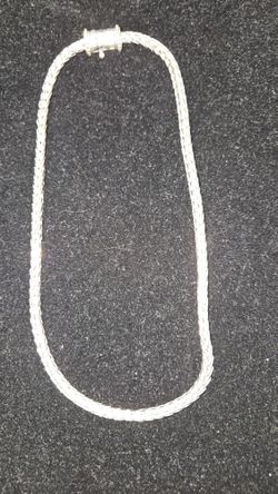 Vintage Silver Tone Braided Woven Heavy Magnetic Clasp Chain Necklace 18"L