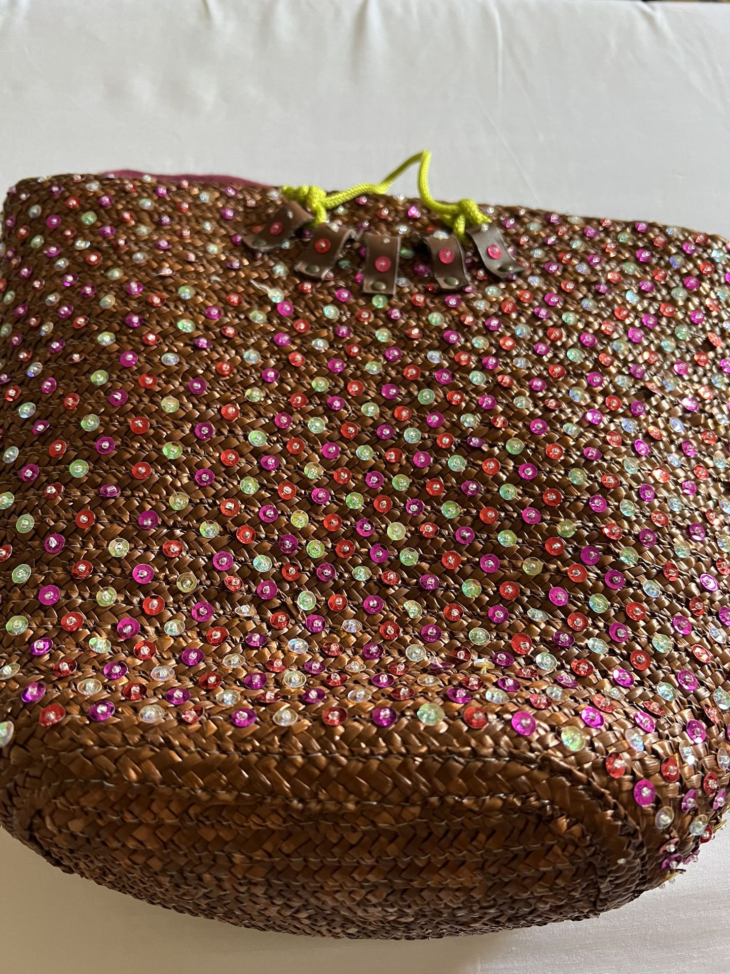 Victoria Secret Straw Bag . With Rope Handle.
