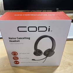 CODi Noise-Canceling USB-A Headset W/Boom microphone 