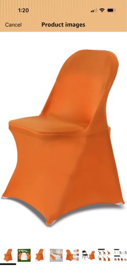 Folding Chair Covers for Wedding, 30  Orange Stretch Spandex Washable Fabric Chair cover, Decoration Chair Cover for Wedding, Party, Banquet, Birthday