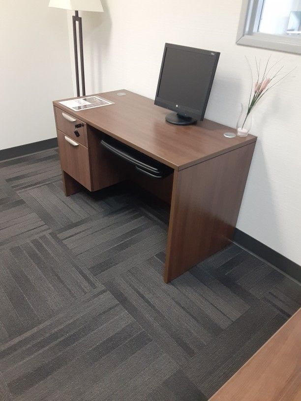 Small Modern Walnut Straight Desk 48"×24"