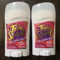 2 Teen Spirit By Lady Speed Stick Pink Crush Antiperspirant Deodorant 1.4oz each 