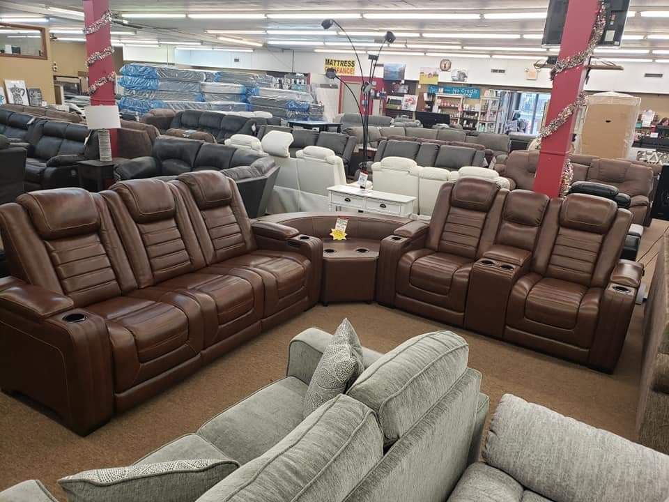 Backtrack Chocolate Leather Power Reclining Living Room Set /couch /Sofa and Loveseat