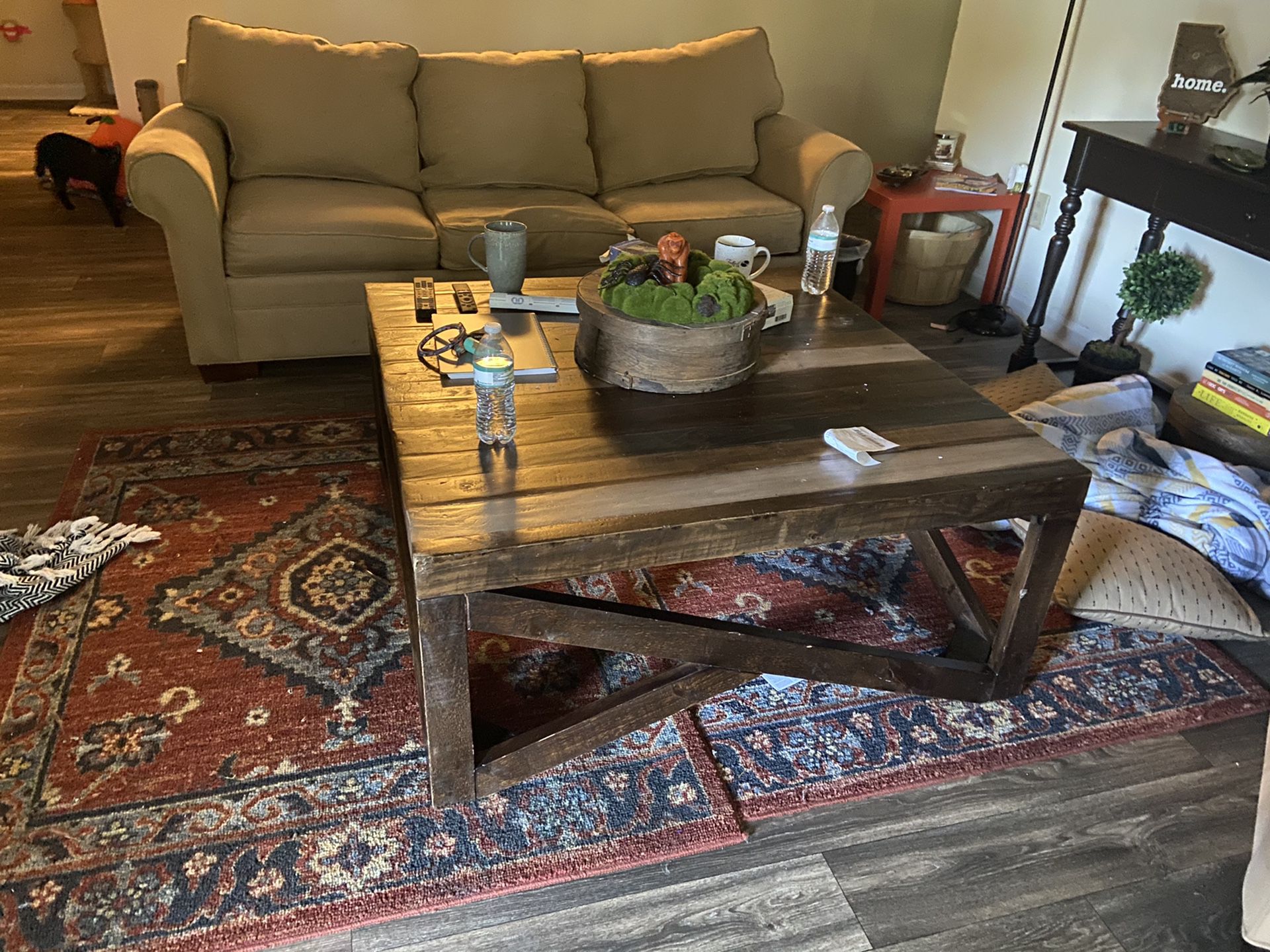 Table and rugs