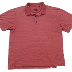 Callaway Golf Polo Shirt Men’s Medium Pink Stripe Short Sleeve Casual Preppy