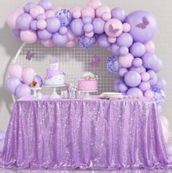 B-COOL Lavender Sequin Tablecloth Lilac Wedding Party Sequin Tablecloth Classy And Elegant Tablecloth For Romantic Event Or Banquet 60x102 Inch