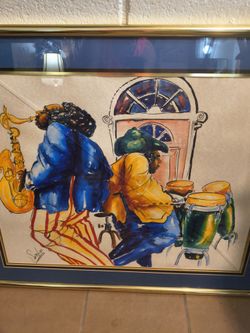 Black Jazz Artist Framed Watercolor Painting Jazz Musicians 1 of a kind Original!