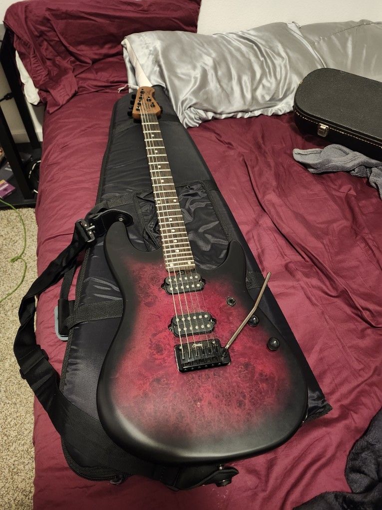 Sterling by Music Man Jason Richardson Signature 6 String, Dark Scarlet Burst