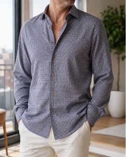 Eton Blue White Check Dress Shirt EU 42 US 16.5 SIZE LARGE 23" PTP
