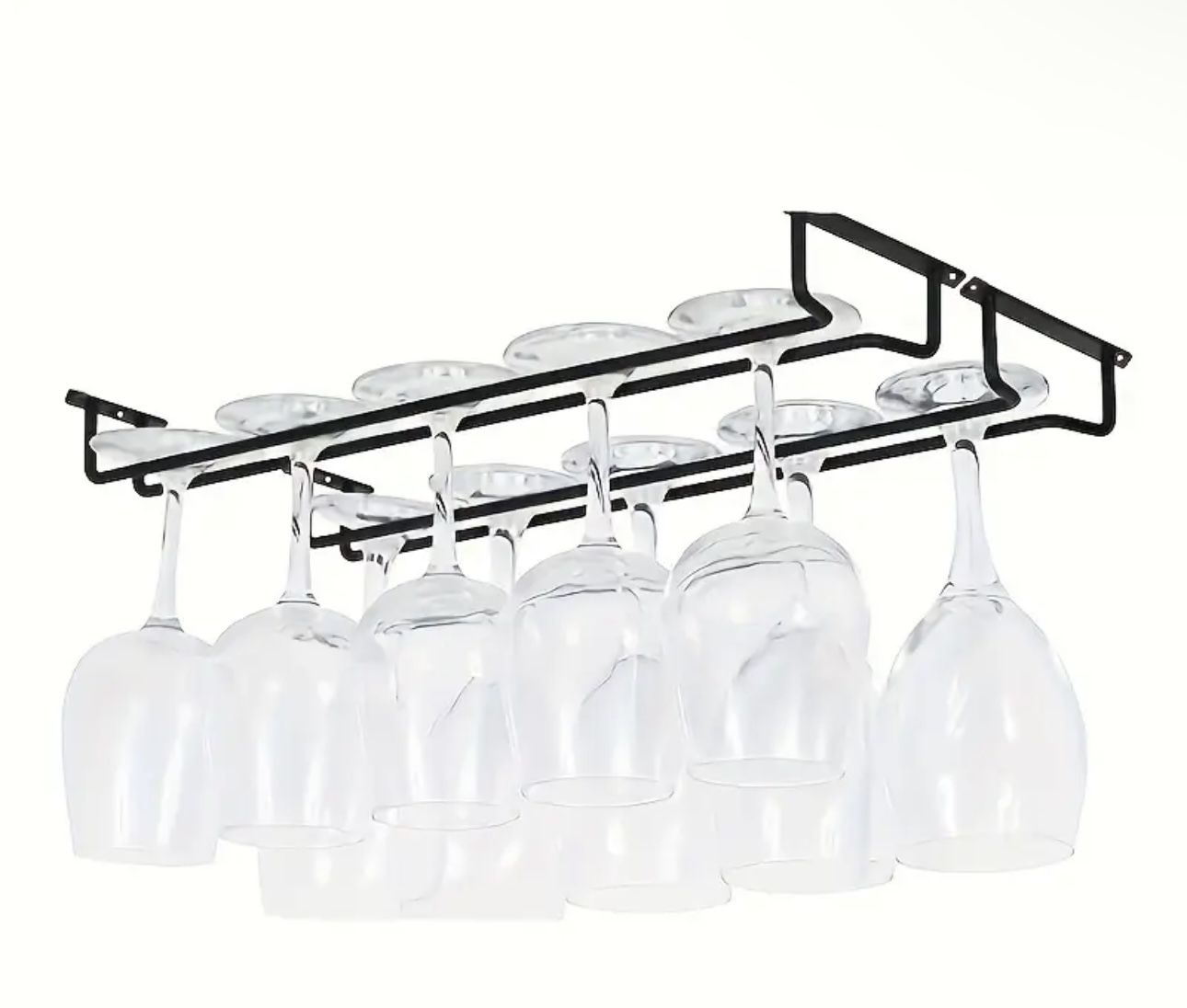 2pcs Iron Wine Glass Holder - Space-Saving Under Cabinet Stemware Rack for Kitchen & Bar, 15.74" x 5.11" x 2.16