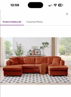 New in box Decksplore 4 Seater Oversized Modular Sectional Sofa U Shaped Extra Large Corduroy Couch with Double Chaises, 2199-05