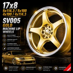 🔥 17X8 SV005 Gold Machine Lip Wheels 🔥