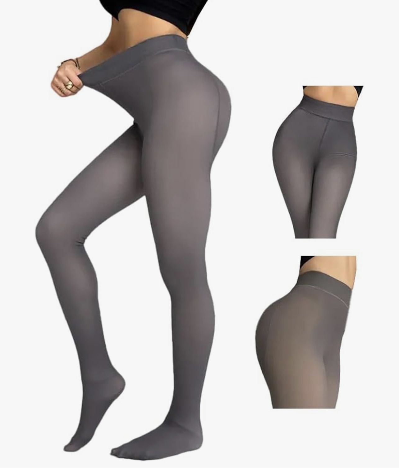 CHICME Gray Fleece-Lined Thermal Pantyhose  One Size 