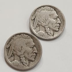 1914 , 1914-S Buffalo Nickel Coins 