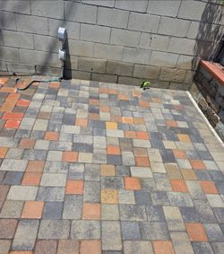 Gray pavers.
