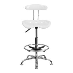 Flash Furniture Bradley White Contemporary Adjustable Height Swivel Plastic Drafting Chair