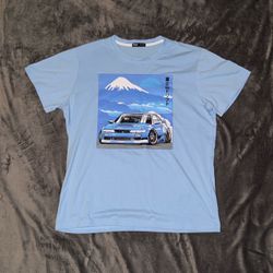 Light Blue Japanese Drift Car Graphic Tee