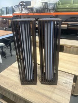 New -Slim Solar Outdoor Floor Lamp, Brown, Set of 2