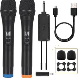 ALPOWL Wireless Microphone, UHF Dual Cordless Dynamic Mic System,