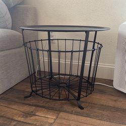IKEA Black Side Table With Storage Space Below