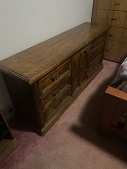 68 Inch x 30.5 Inch 7 Drawer Maple Wood Dresser