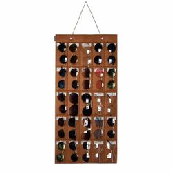 Sunglasses Organizer Storage,Wall Pocket by Sunglasses 25 Slots Felt (Brown, Large)