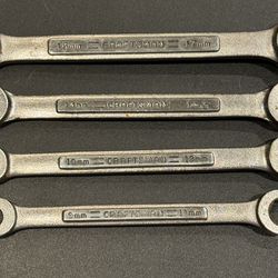 4pc Vintage Craftsman METRIC Flare Nut/Line Wrench Set -VA- Series. The set includes wrenches in sizes 9mm x 11mm, 10mm x 12mm, 13mm x 14mm, 15mm x 17