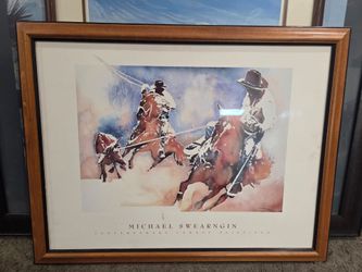 Michael Swearngin Framed Cowboy Art Print