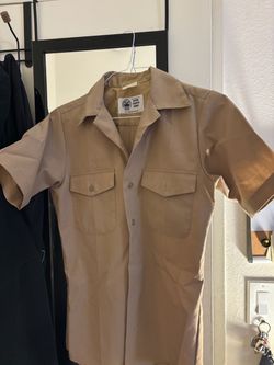US Navy Service Uniform X-Small Creighton AB Defense Logistics Agency Khaki Short Sleeve Shirt