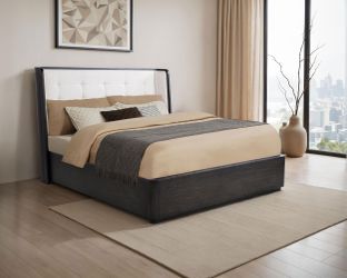 Leandro Burnished Black 55-inch California King Wingback Bed