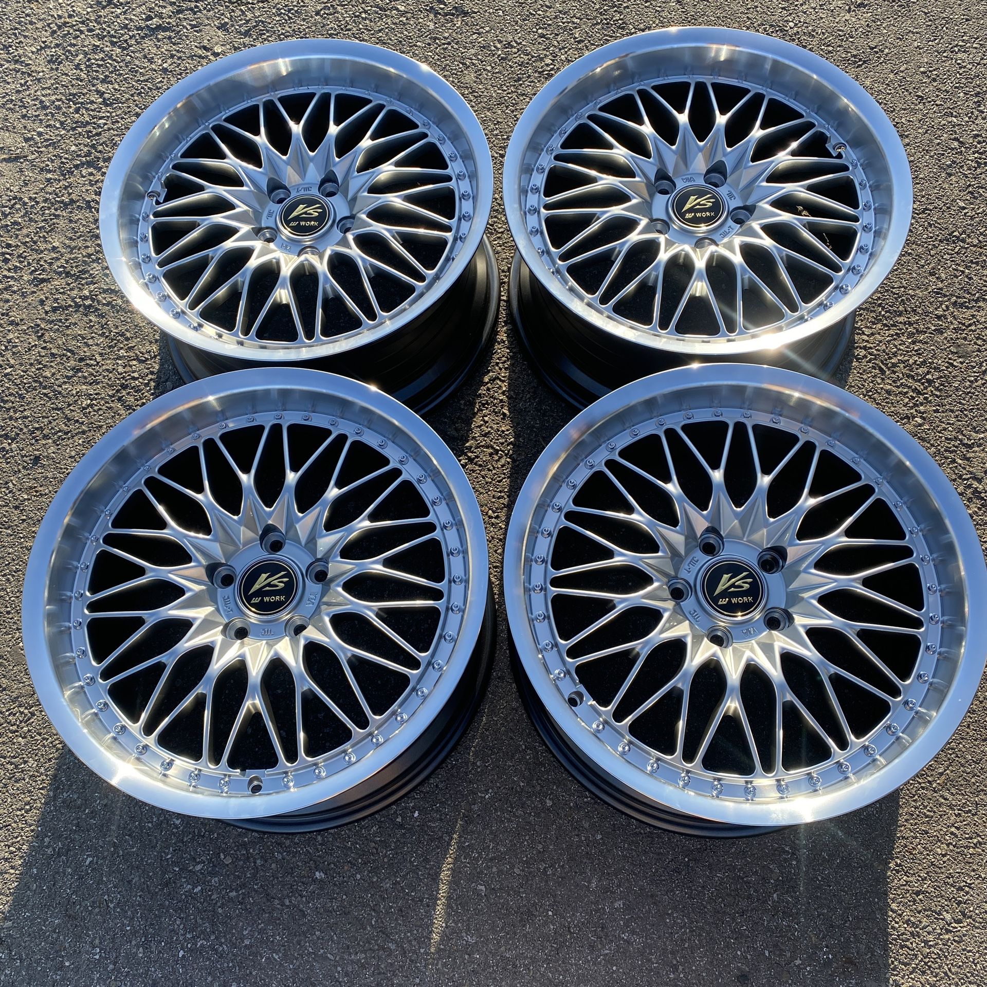Work Wheels Rims Vs Style Black Silver Rims Wheels 18in 8.5J +35 (5X112)