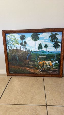 Beautiful Framed Tropical Countryside Wall Art