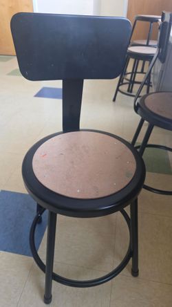 Black Metal Lab Stool with Back