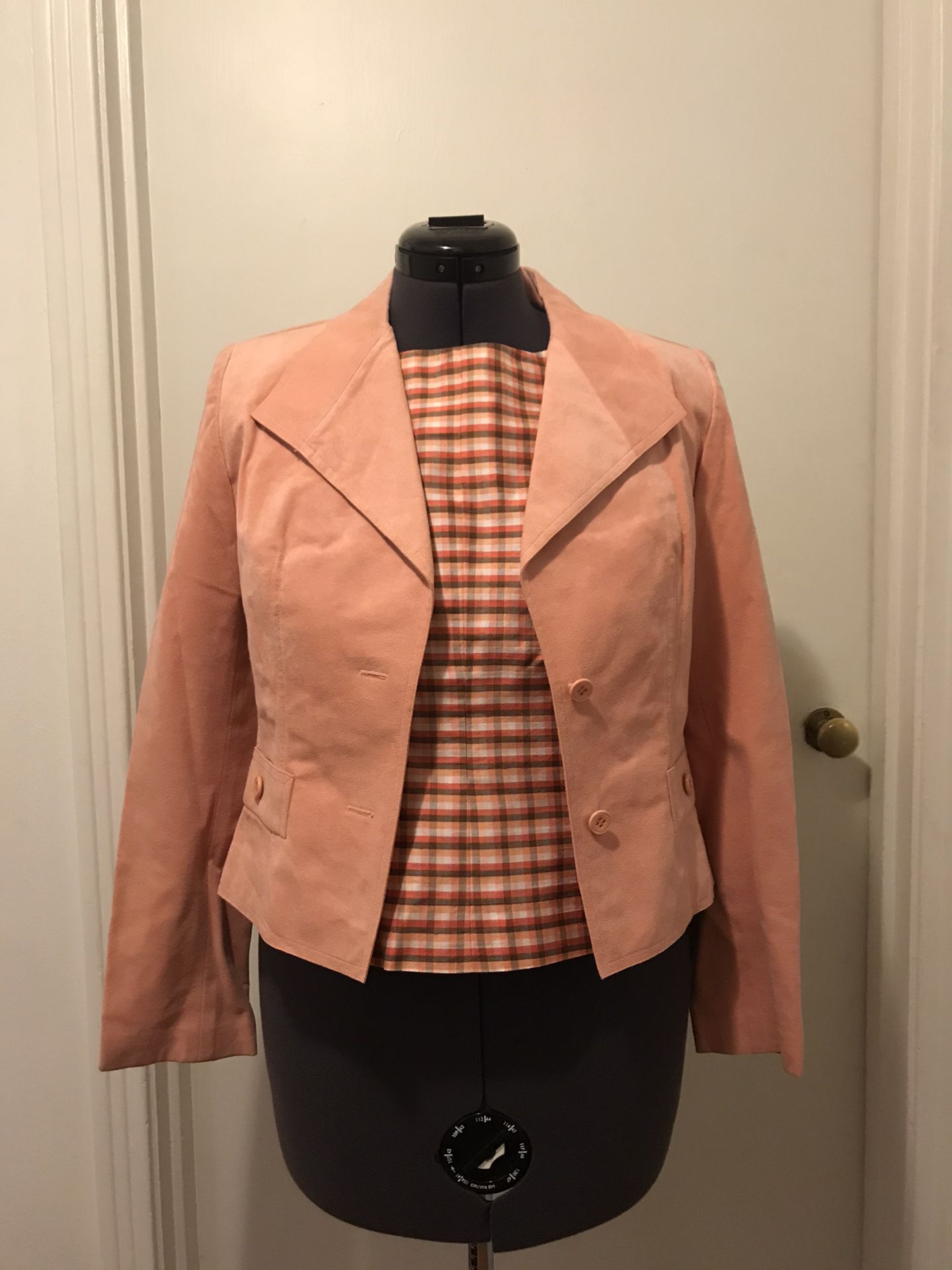 Vintage ERNST STRAUSS Pink Suede Blazer Small Fit & Emma James Shirt Size 6