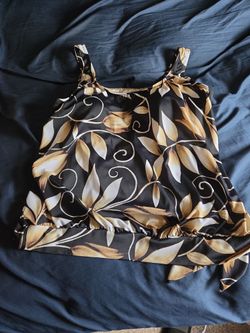 Black and Gold Floral Tankini Top