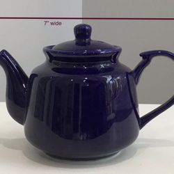 Small Cobalt Blue Ceramic Teapot with Lid 
