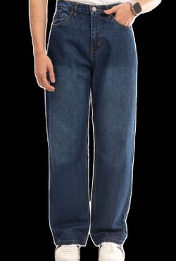 Men's Baggy Wide Leg Jeans – Blue – Sizes 28-38