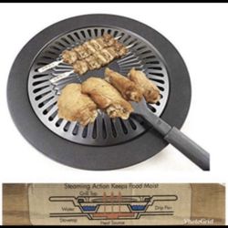 🥩 BBQ Stovetop Grill Pan Korean Style Non-Stick🔥 Indoor Grill🥘Stovetop Barbecue🔥 Outdoor🥩 Camping⛺️BBQ Pan 🍖 Fat Drip into bottom Pan🍗Healthy $15 each