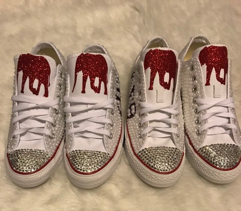 custom bling and pearls converse